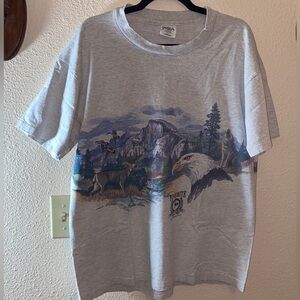 VTG,San Segal Yosemite Wildlife Graphic Tee - Light Gray Size XL